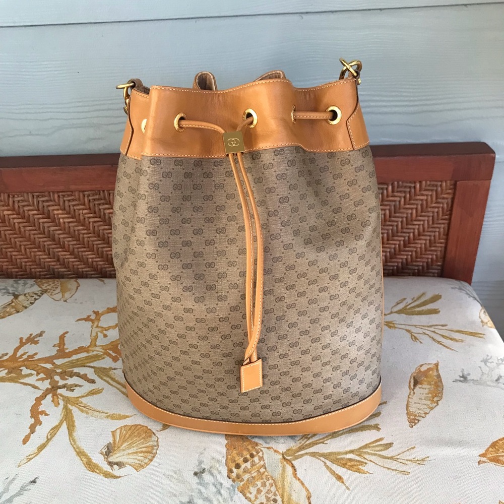 ✅SOLD✅ GUCCI Micro GG PVC Leather Shoulder Bag Brown